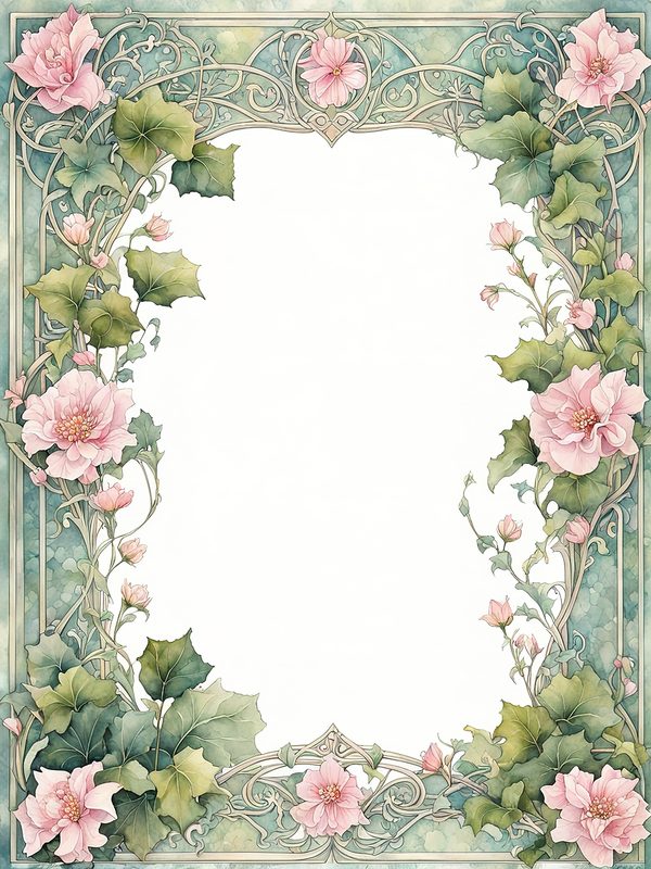 Watercolor Floral Corner Digital Paper: Pastel Greenery (10 JPGs) (Digital Download) — image 8