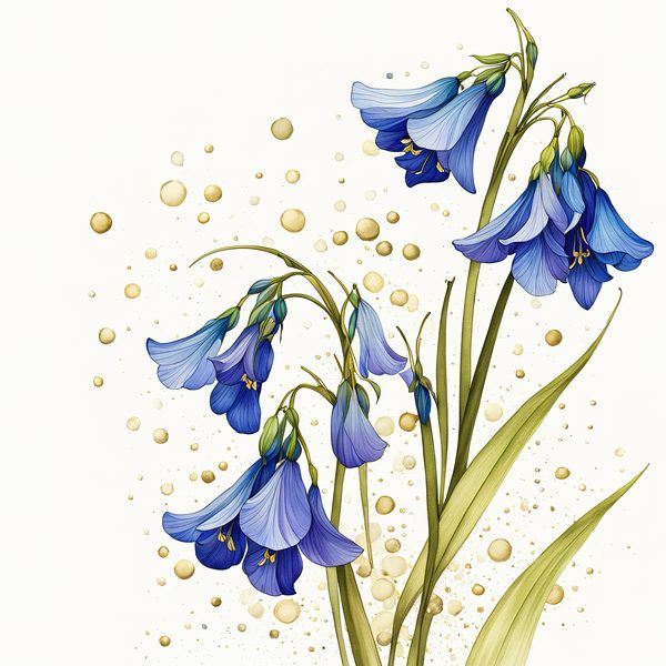 Watercolor Bluebell Clipart, Blues and Gold Floral Art (JPG & PNG Digital Download — image 9