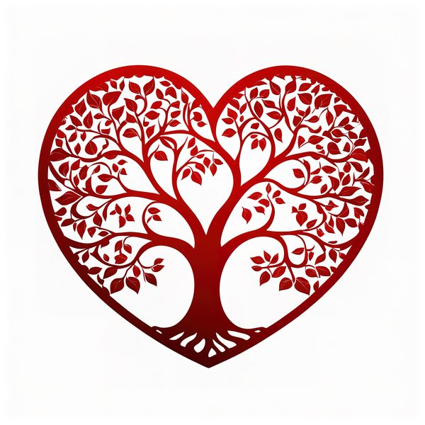 Red Heart Tree Clipart: Romantic Watercolor PNGs (Digital Download) — image 1