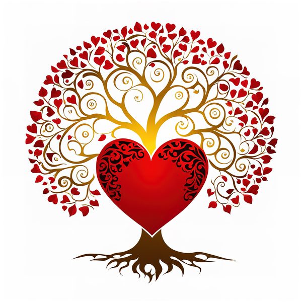 Red Heart Tree Clipart: Romantic Watercolor PNGs (Digital Download) — image 2