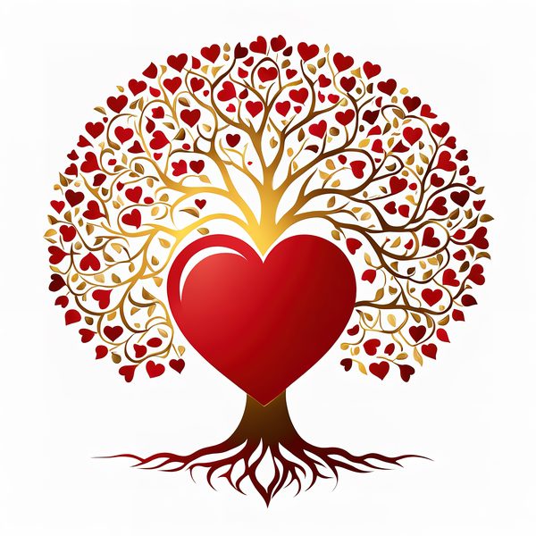 Red Heart Tree Clipart: Romantic Watercolor PNGs (Digital Download) — image 3