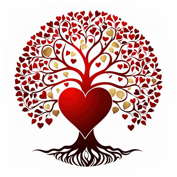 Red Heart Tree Clipart: Romantic Watercolor PNGs (Digital Download) — image 4