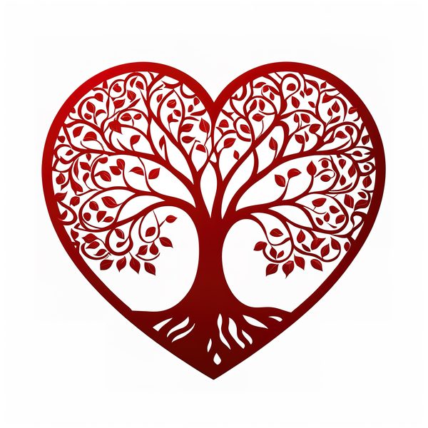 Red Heart Tree Clipart: Romantic Watercolor PNGs (Digital Download) — image 6
