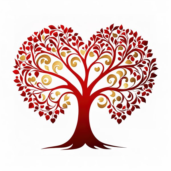 Red Heart Tree Clipart: Romantic Watercolor PNGs (Digital Download) — image 7