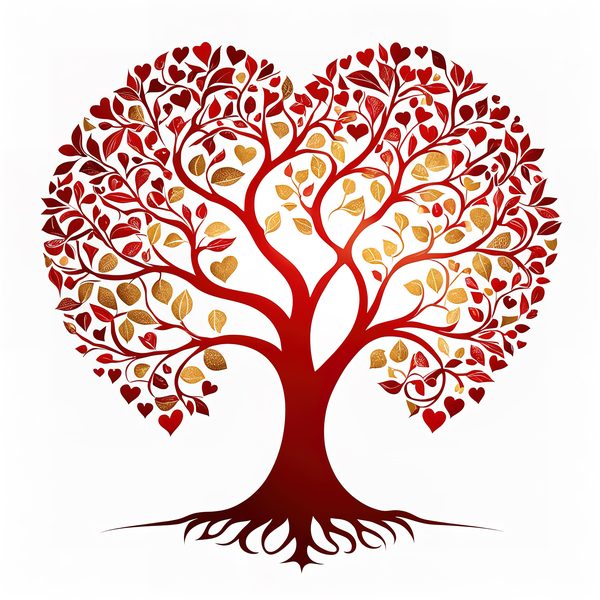 Red Heart Tree Clipart: Romantic Watercolor PNGs (Digital Download) — image 8