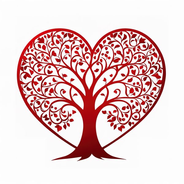 Red Heart Tree Clipart: Romantic Watercolor PNGs (Digital Download) — image 11