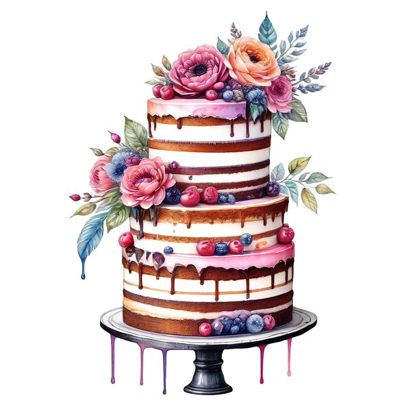 Watercolor Cake Clipart: Floral Pastel Cake Images (Digital Download) — image 5