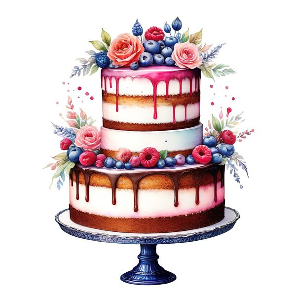 Watercolor Cake Clipart: Floral Pastel Cake Images (Digital Download) — image 6
