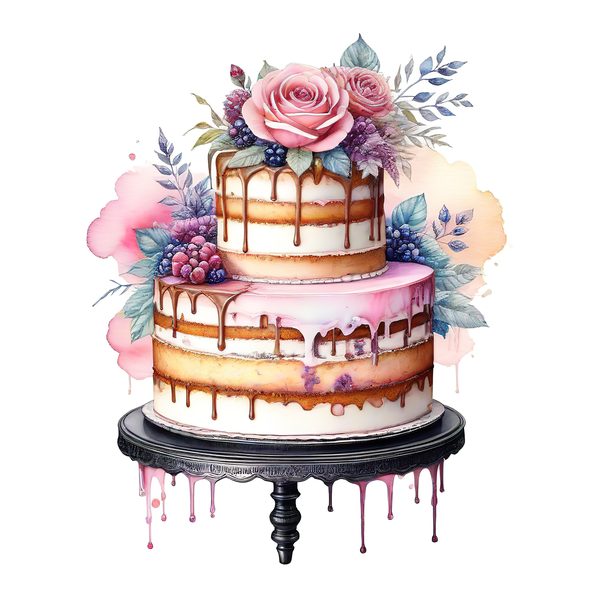 Watercolor Cake Clipart: Floral Pastel Cake Images (Digital Download) — image 7
