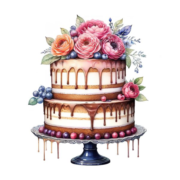 Watercolor Cake Clipart: Floral Pastel Cake Images (Digital Download) — image 8