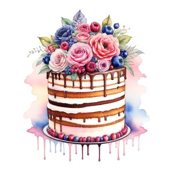Watercolor Cake Clipart: Floral Pastel Cake Images (Digital Download) — image 9