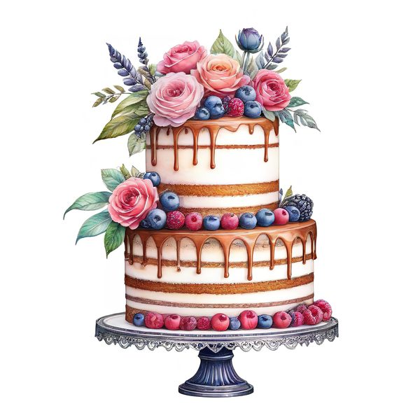 Watercolor Cake Clipart: Floral Pastel Cake Images (Digital Download) — image 10