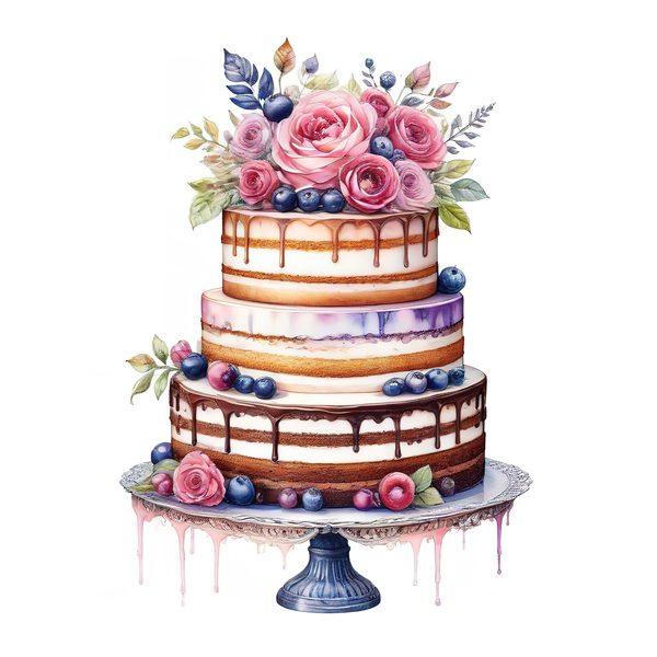 Watercolor Cake Clipart: Floral Pastel Cake Images (Digital Download) — image 11