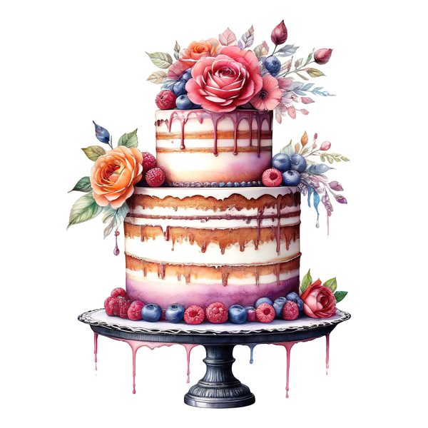 Watercolor Cake Clipart: Floral Pastel Cake Images (Digital Download) — image 12