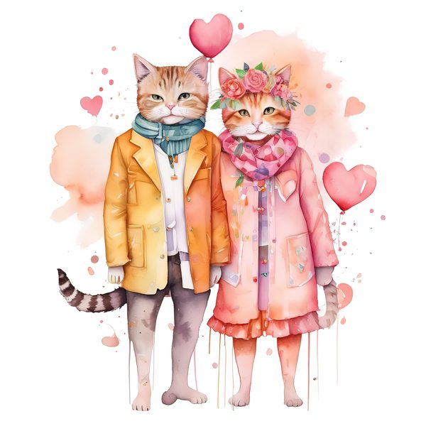 Watercolor Cats Clipart: Whimsical Cartoon Character illustrations (JPG, PNG, Commercial Use) — image 5