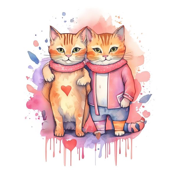 Watercolor Cats Clipart: Whimsical Cartoon Character illustrations (JPG, PNG, Commercial Use) — image 10