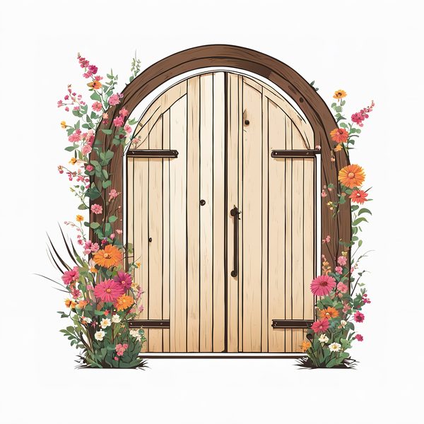 Watercolor Floral Barn Door Clipart: Pastel Rustic JPGs (Digital Download) — image 11