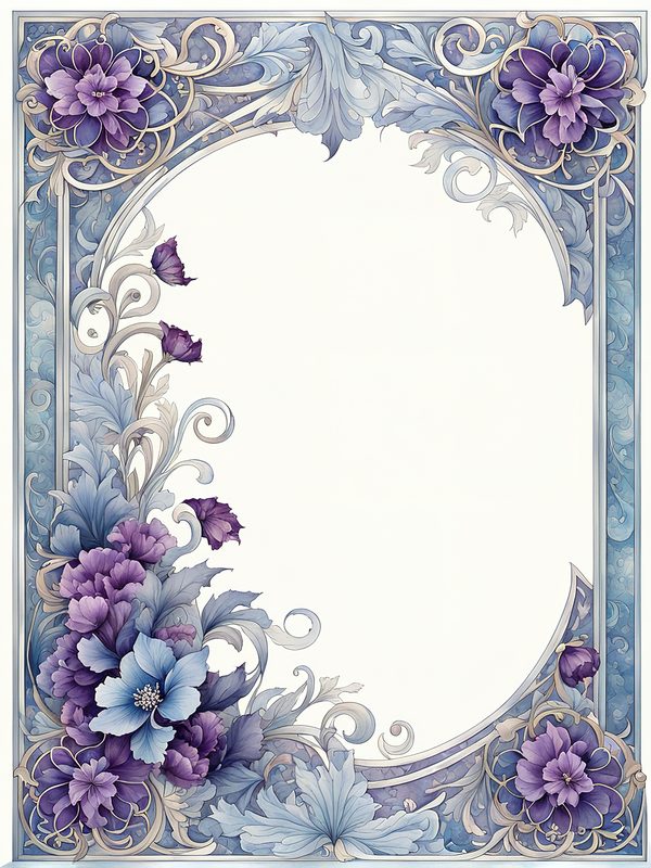 Watercolor Floral Digital Paper: Blue & Purple DIY Crafting (10 JPGs) — image 3