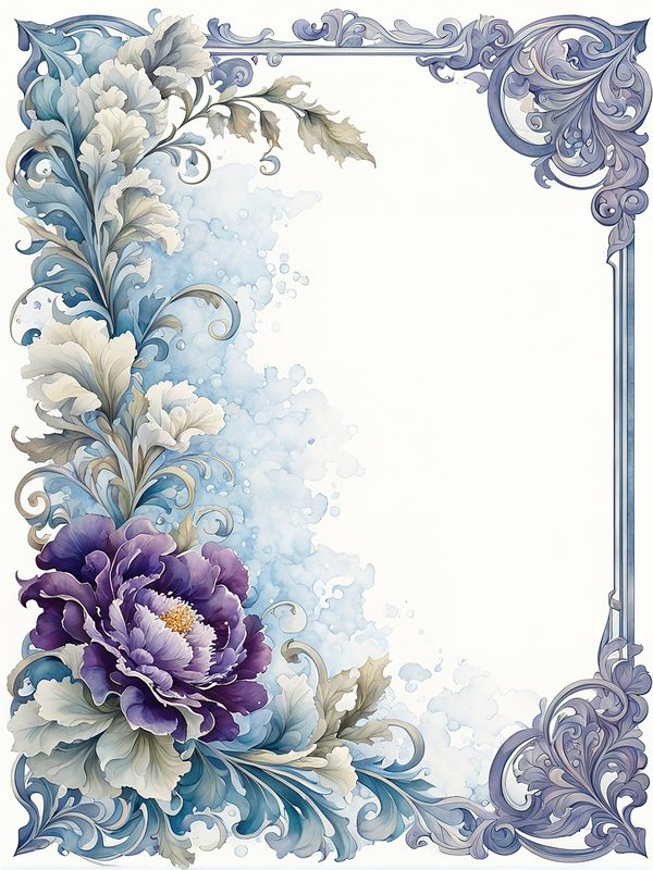 Watercolor Floral Digital Paper: Blue & Purple DIY Crafting (10 JPGs) — image 4