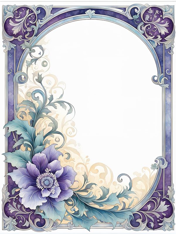 Watercolor Floral Digital Paper: Blue & Purple DIY Crafting (10 JPGs) — image 6