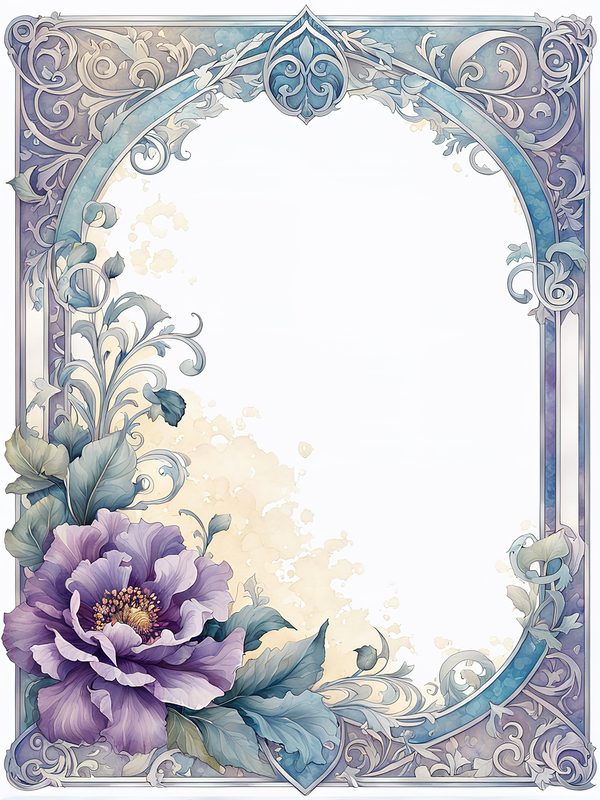Watercolor Floral Digital Paper: Blue & Purple DIY Crafting (10 JPGs) — image 7