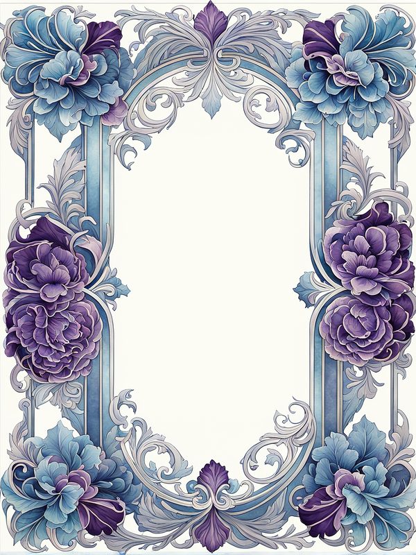 Watercolor Floral Digital Paper: Blue & Purple DIY Crafting (10 JPGs) — image 8