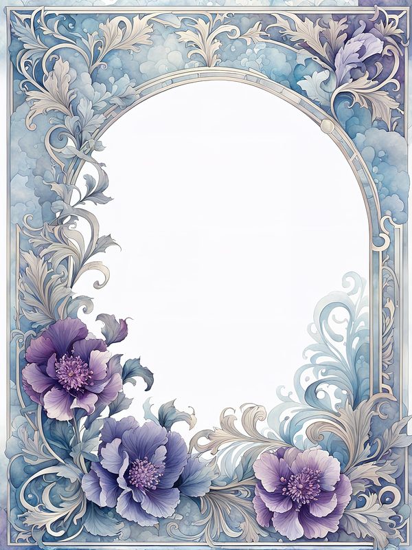 Watercolor Floral Digital Paper: Blue & Purple DIY Crafting (10 JPGs) — image 10