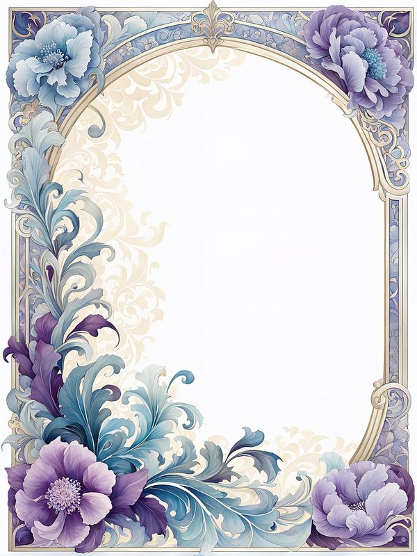 Watercolor Floral Digital Paper: Blue & Purple DIY Crafting (10 JPGs) — image 11
