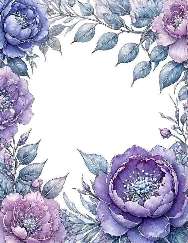 Watercolor Lavender Peony Digital Paper Set (10 JPGs) — image 1