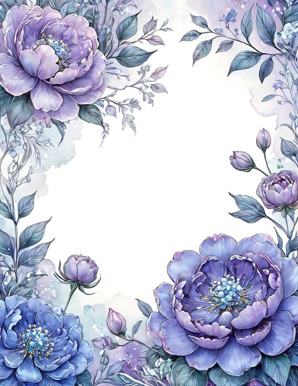 Watercolor Lavender Peony Digital Paper Set (10 JPGs) — image 2