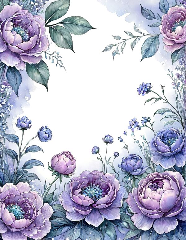 Watercolor Lavender Peony Digital Paper Set (10 JPGs) — image 3