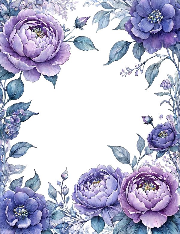 Watercolor Lavender Peony Digital Paper Set (10 JPGs) — image 4