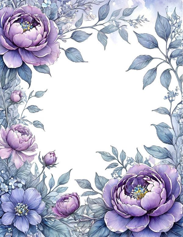 Watercolor Lavender Peony Digital Paper Set (10 JPGs) — image 5