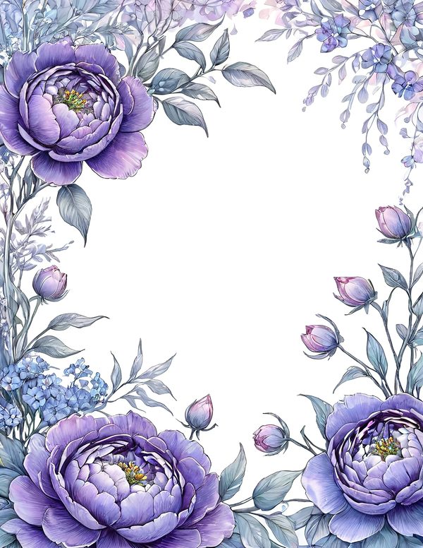 Watercolor Lavender Peony Digital Paper Set (10 JPGs) — image 8