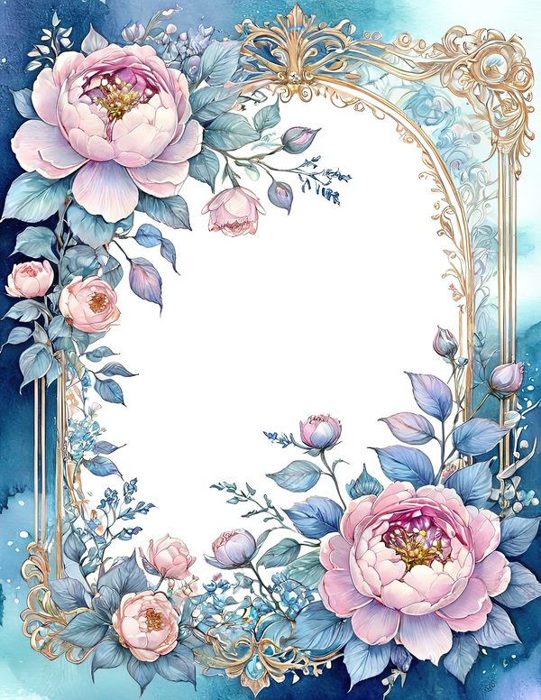 Watercolor Peony Floral Frame: Soft Pastel Digital Paper Set (10 JPGs) — image 13