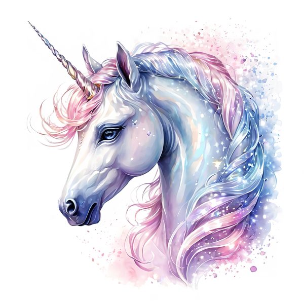 Watercolor Unicorn Clipart Set: Sparkling Pastel Unicorns (Digital Download) — image 7