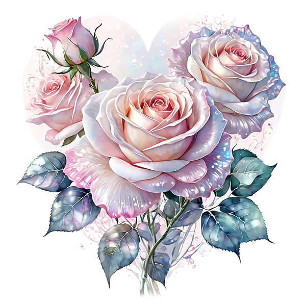 Watercolor Pink Roses Clipart: Soft Hues Floral Designs (JPG, PNG, Commercial Use) — image 1