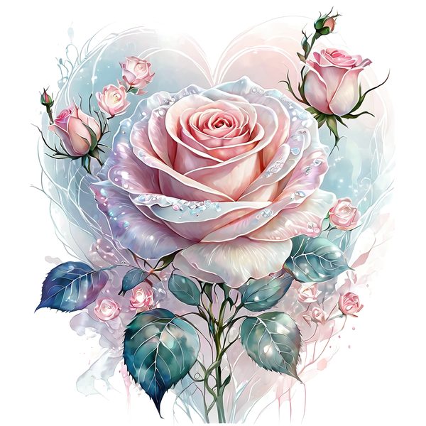 Watercolor Pink Roses Clipart: Soft Hues Floral Designs (JPG, PNG, Commercial Use) — image 3