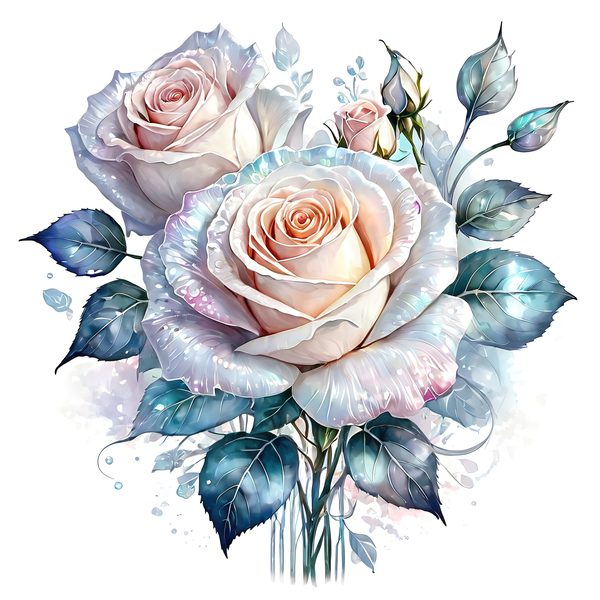 Watercolor Pink Roses Clipart: Soft Hues Floral Designs (JPG, PNG, Commercial Use) — image 7