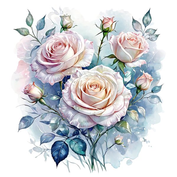 Watercolor Pink Roses Clipart: Soft Hues Floral Designs (JPG, PNG, Commercial Use) — image 8
