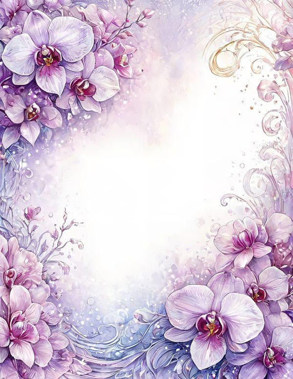 Purple Gold Orchid Watercolor Digital Paper Kit: Printable Papers, Cards, Tags, Ephemera — image 8