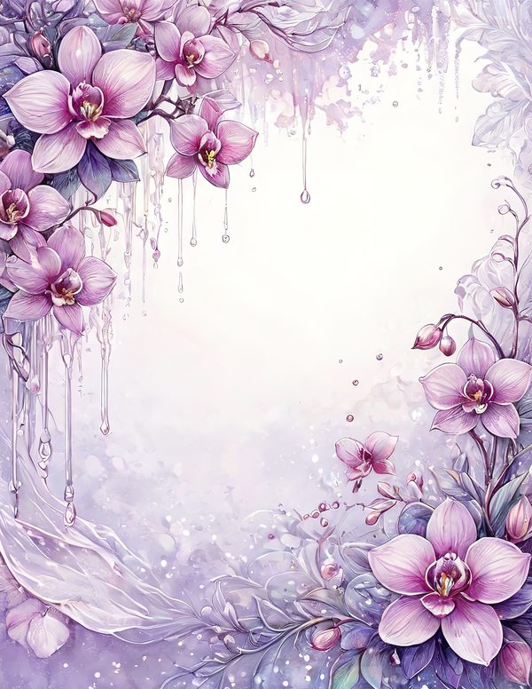 Purple Gold Orchid Watercolor Digital Paper Kit: Printable Papers, Cards, Tags, Ephemera — image 10