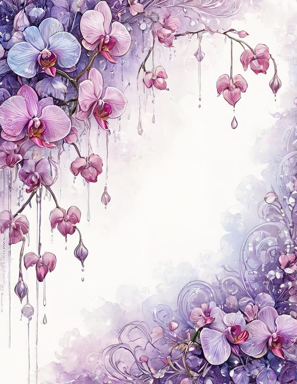 Purple Gold Orchid Watercolor Digital Paper Kit: Printable Papers, Cards, Tags, Ephemera — image 11