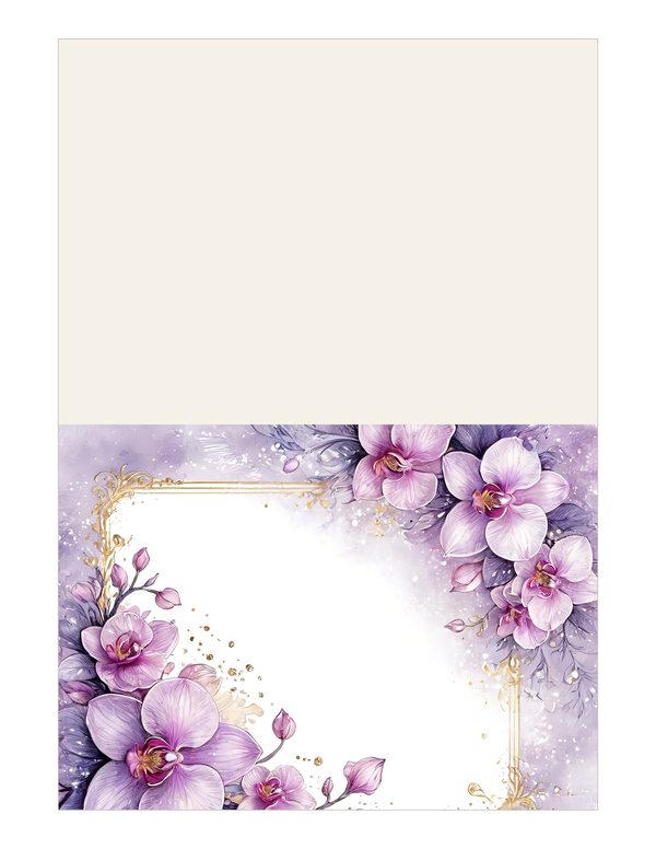 Purple Gold Orchid Watercolor Digital Paper Kit: Printable Papers, Cards, Tags, Ephemera — image 14