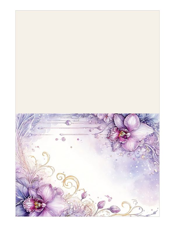 Purple Gold Orchid Watercolor Digital Paper Kit: Printable Papers, Cards, Tags, Ephemera — image 16