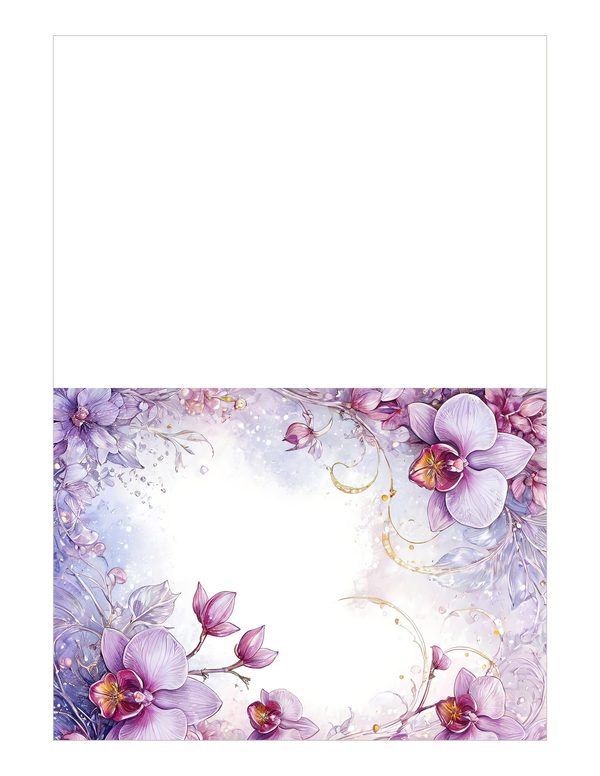 Purple Gold Orchid Watercolor Digital Paper Kit: Printable Papers, Cards, Tags, Ephemera — image 19