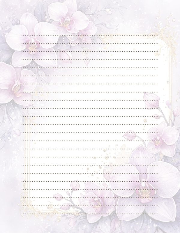 Purple Gold Orchid Watercolor Digital Paper Kit: Printable Papers, Cards, Tags, Ephemera — image 34