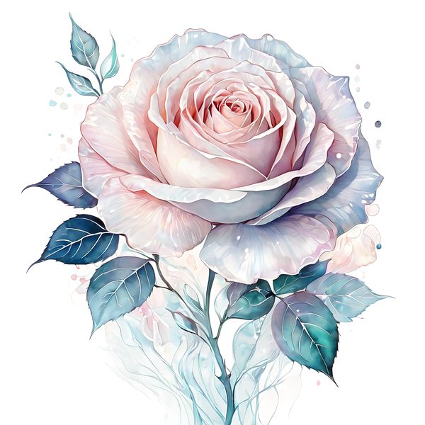 Iridescent Rose Clipart: Pastel Watercolor Floral PNG JPG (10 Files) — image 1