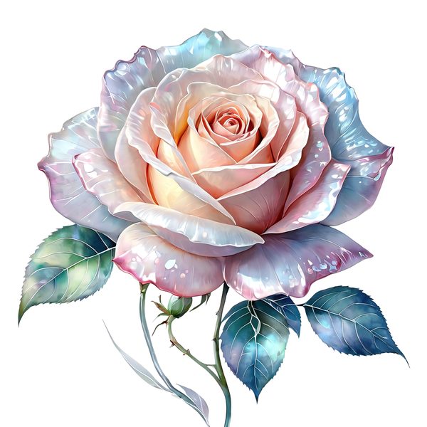 Iridescent Rose Clipart: Pastel Watercolor Floral PNG JPG (10 Files) — image 2