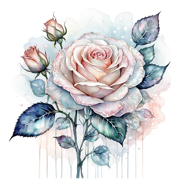 Iridescent Rose Clipart: Pastel Watercolor Floral PNG JPG (10 Files) — image 6